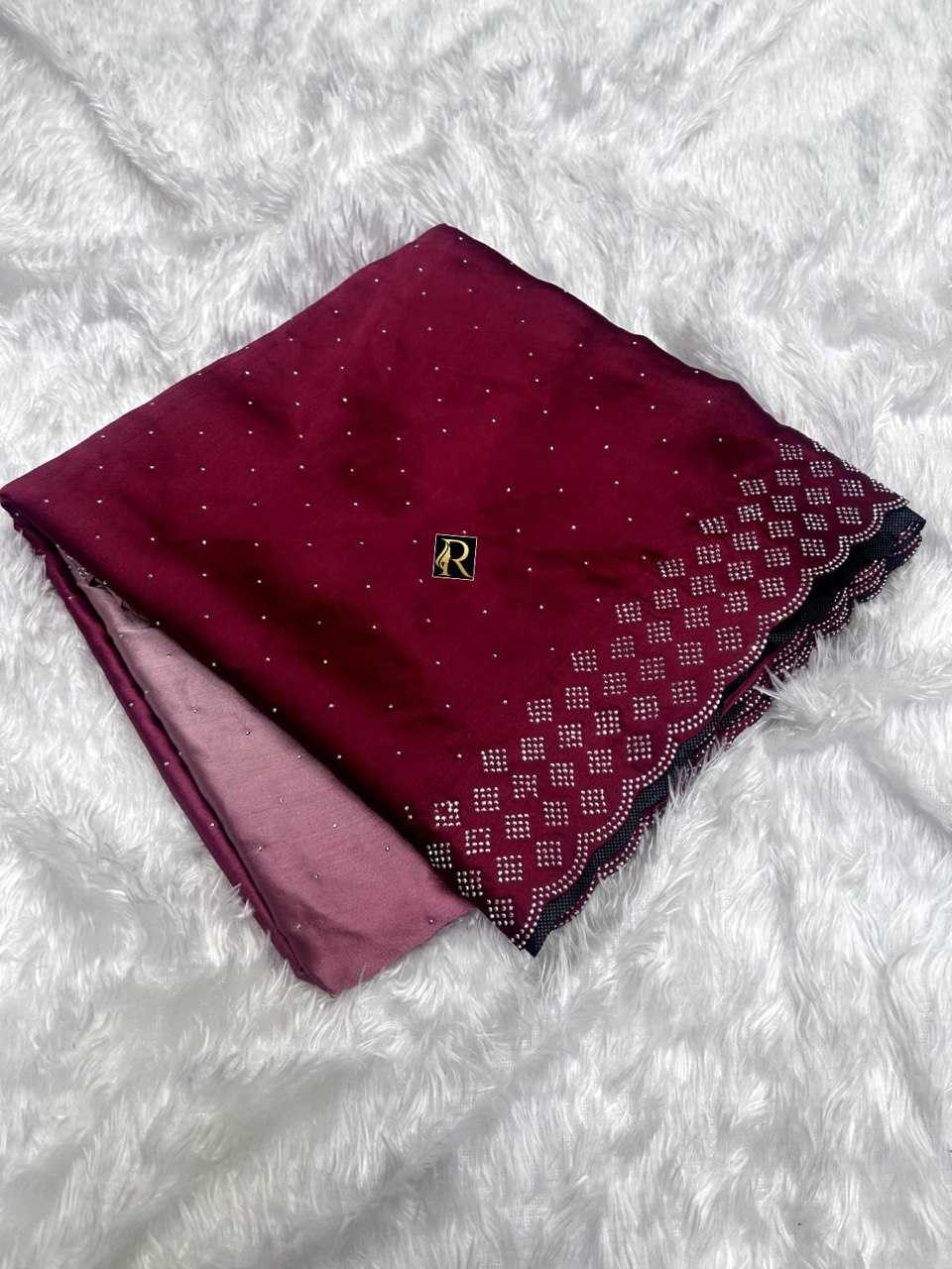 YNF JAPAN SARTIN RUD DAIMOND SAREES WHOLESALE CRAPE SATIN  FANCY PARTY WEAR SAREES MANUFACTURER             